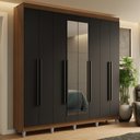 Ver imagem 1 de Guarda-Roupa Casal com Pés 8 Portas Batentes com Espelho Saturno Madesa