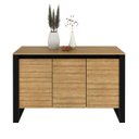 Ver imagem 3 de Balcao Aparador Buffet Armario Escritorio Multiuso 3 Portas 136cm Amendoa/Preto - Tecnomobili