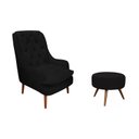 Ver imagem 1 de Kit Poltrona Lille e Puff Suede Preto - Dominic Decor