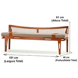 Banco Los Ozki 161 cm Madeira Eucalipto Cedro Tecido 434C Corda Redonda Rami - 3