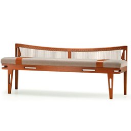 Banco Los Ozki 161 cm Madeira Eucalipto Cedro Tecido 434C Corda Redonda Rami - 1