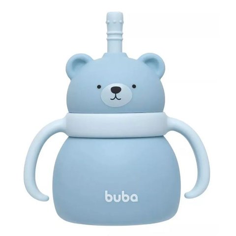 Copo de Treinamento de Silicone com Canudo Ursinho Azul - Buba