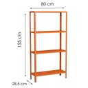 Ver imagem 2 de Estante Aço 4 Prateleiras Livros Cozinha Quarto Eaf006 Laranja