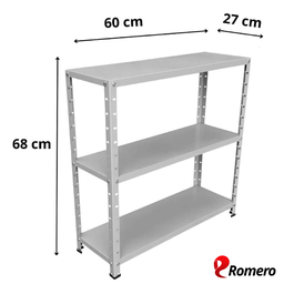 Prateleira Estante Armário Aço 3 Bandejas 60cm Cinza Romero - 2