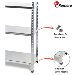 Prateleira Estante Armário Aço 3 Bandejas 60cm Cinza Romero - 3