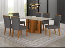 Ver imagem 6 de Conjunto Sala de Jantar Sofia 1,80m Tampo Vidro Off com 6 Cadeiras Jade Cinamomo/Joli Chumbo