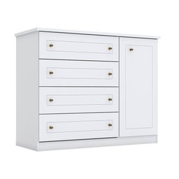 Cômoda e Guarda Roupa Casal 6 Portas Americano Branco Hp – Henn - 4
