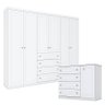 Cômoda e Guarda Roupa Casal 6 Portas Americano Branco Hp – Henn - 1