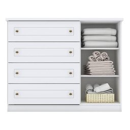 Cômoda e Guarda Roupa Casal 6 Portas Americano Branco Hp – Henn - 5