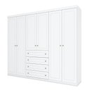 Ver imagem 2 de Cômoda e Guarda Roupa Casal 6 Portas Americano Branco Hp – Henn