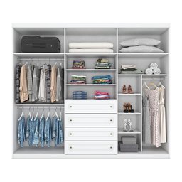 Cômoda e Guarda Roupa Casal 6 Portas Americano Branco Hp – Henn - 3