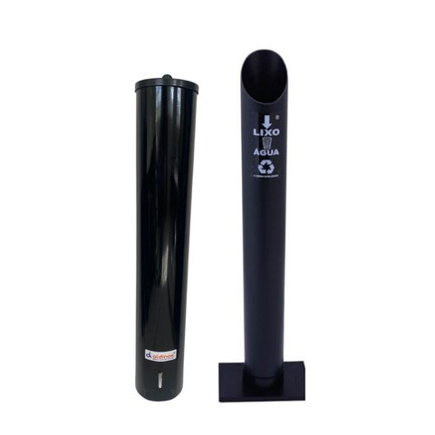 Kit Dispenser Porta Copo Descartável Água 200ml + Lixeira Pvc