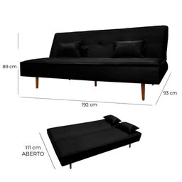 Sofá Cama Silver Reclinável Corano Preto - Speciale Home - 5