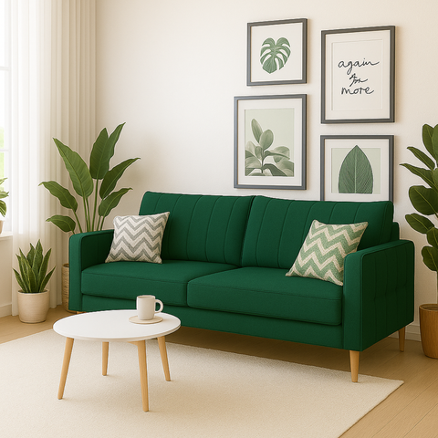 Sofá Living Biagio Veludo 1,70m com Pés Madeira Sala Luxo:verde - Pr - 189