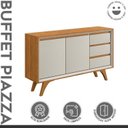 Ver imagem 2 de Buffet Vertex 2 Portas e 3 Gavetas 137 cm Naturalle/Off White - Mavaular