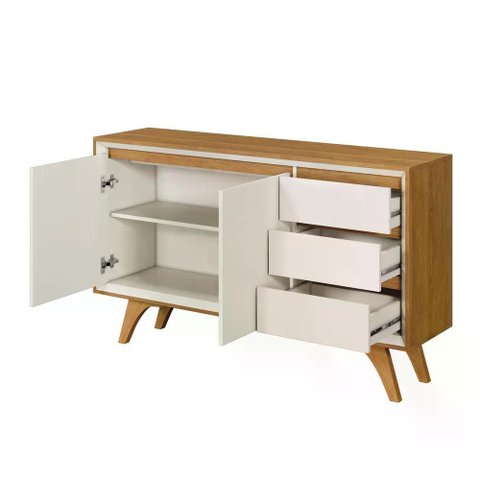 Buffet Vertex 2 Portas e 3 Gavetas 137 cm Naturalle/Off White - Mavaular