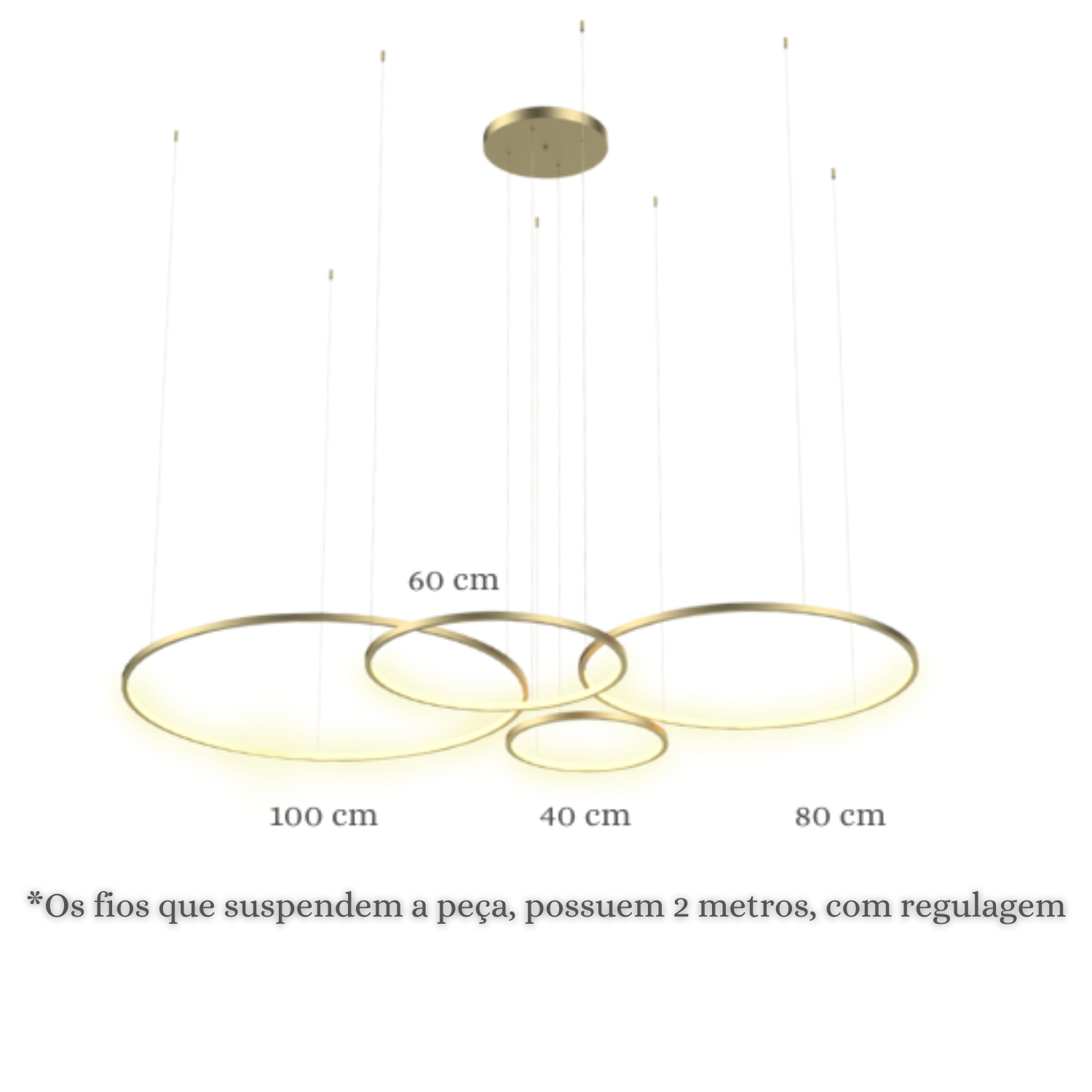 Lustre Pendente Anel de Led Losi 4 Argolas Aro em Alumínio 122W - 2