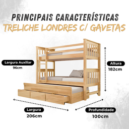 Treliche Londres na Cor Mel + 3 Colchões Ortobom D28 - 5