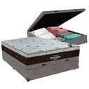 Ver imagem 1 de Cama Box Baú Blindado e Reforçado Casal Cinza e Colchão Sleep King Molas Ensacadas Ortobom