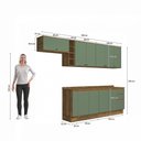 Ver imagem 4 de Armário de Cozinha Completa 100% Mdf 300cm Nogueira/verde Celeste Kappesberg