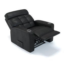 Poltrona do Papai Reclinável em Couro Cor Preta com Massagem Reclinação Elétrica - Modelo Nina - 6