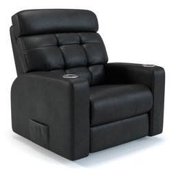 Poltrona do Papai Reclinável em Couro Cor Preta com Massagem Reclinação Elétrica - Modelo Nina - 1