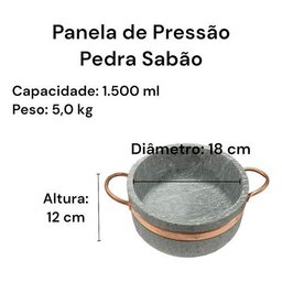 Jogo de Panelas de Pedra Sabão 5 Peças com Panela de Pressão 4 Litros - 3