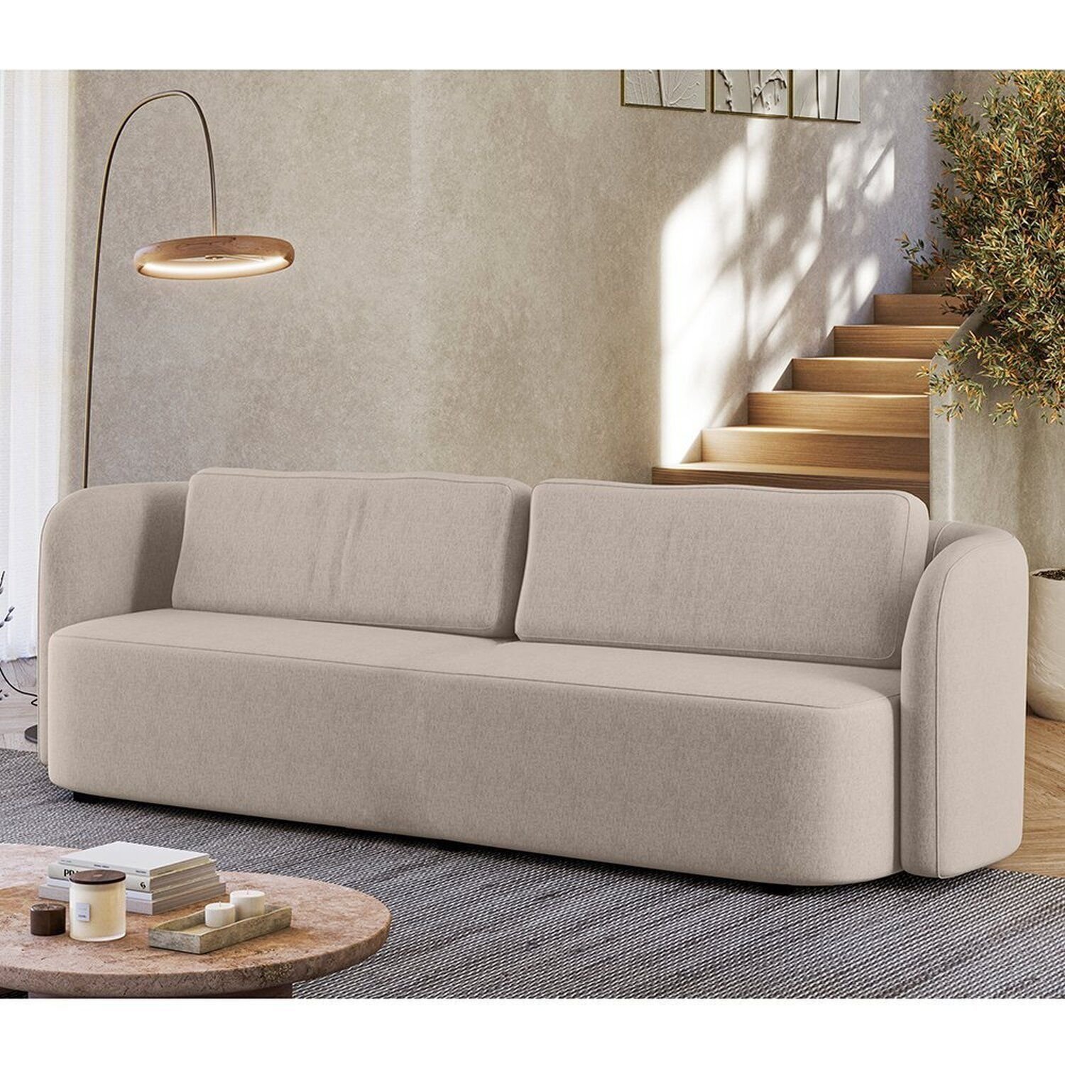 Sofá Living Orgânico Curvo 3 Lugares 200cm Castries Yescasa ...