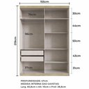 Ver imagem 3 de Guarda-Roupa Solteiro Édez Luna, 4 Portas 1,55m, Off White e Touch Amêndoa