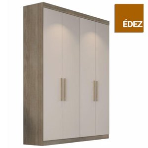 Guarda-Roupa Solteiro Édez Luna, 4 Portas 1,55m, Off White e Touch Amêndoa