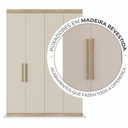 Guarda-Roupa Solteiro Édez Luna, 4 Portas 1,55m, Off White e Touch Amêndoa - 5