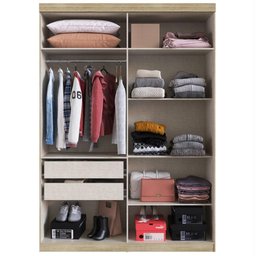 Guarda-Roupa Solteiro Édez Luna, 4 Portas 1,55m, Off White e Touch Amêndoa - 11