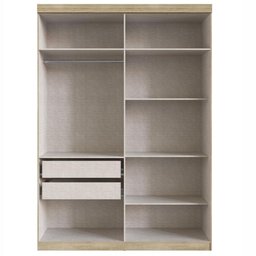 Guarda-Roupa Solteiro Édez Luna, 4 Portas 1,55m, Off White e Touch Amêndoa - 12