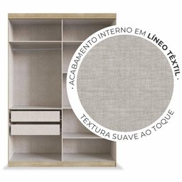 Guarda-Roupa Solteiro Édez Luna, 4 Portas 1,55m, Off White e Touch Amêndoa - 6