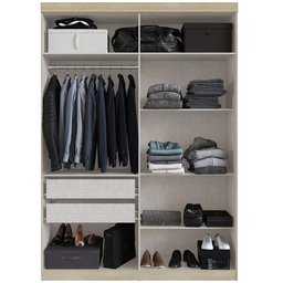Guarda-Roupa Solteiro Édez Luna, 4 Portas 1,55m, Off White e Touch Amêndoa - 10