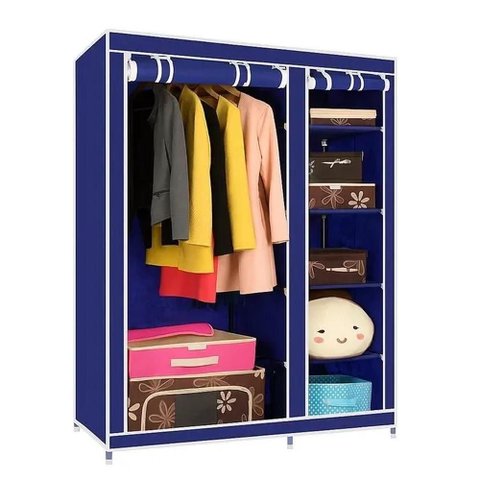 Guarda Roupa Modulado com Arara 5 Prateleiras Metal Azul Yeet