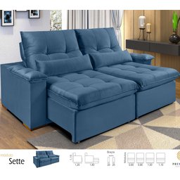Sofá Retrátil e Reclinável Montes Matos SETE 4 lugares 230cm:Azul - 3