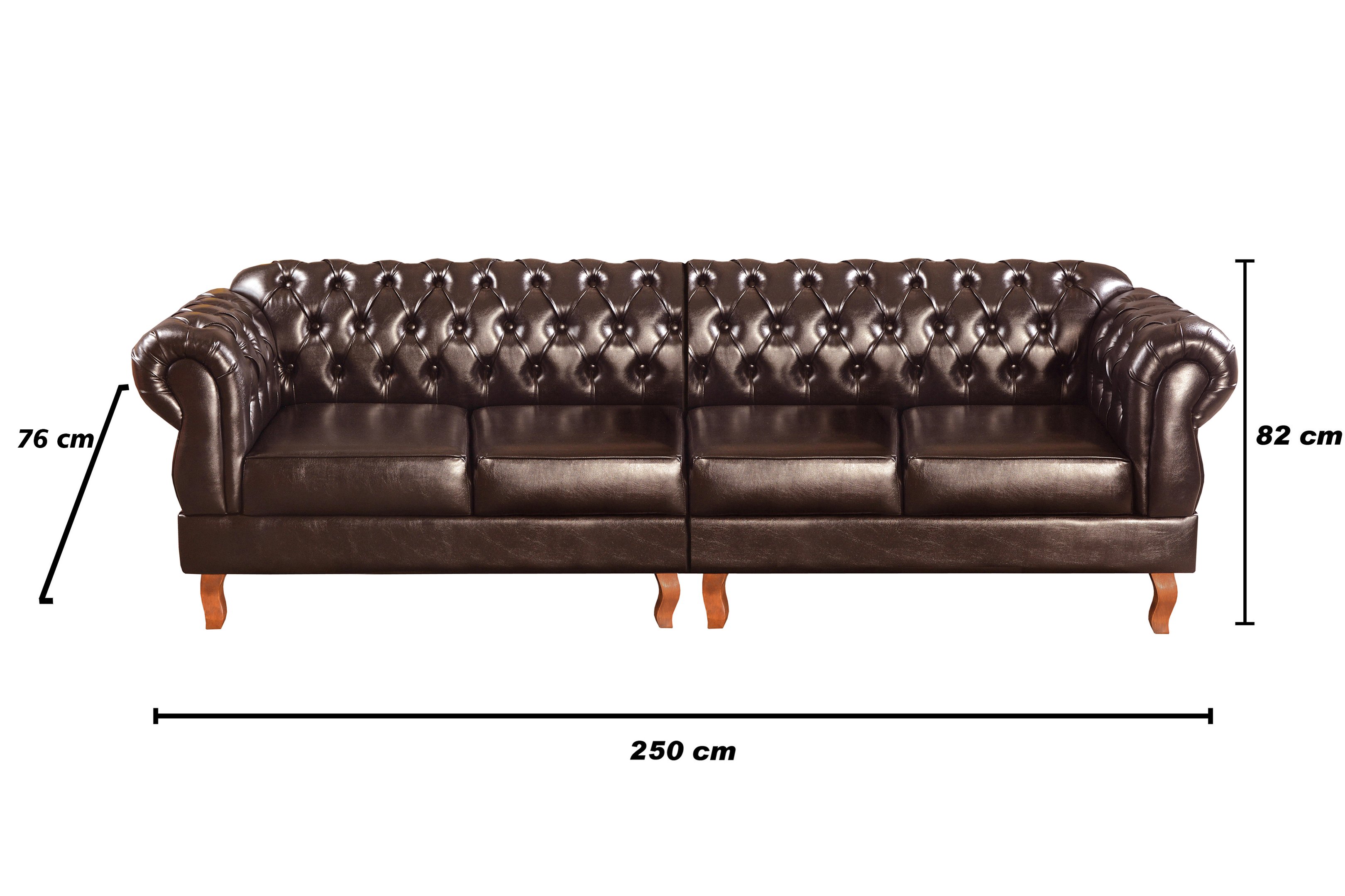 Conjunto Sofá 4 Lugares E 2 Poltronas Chesterfield Com Capitonê Duquesa - Couríssimo Marrom Café - 6