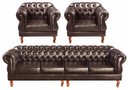 Ver imagem 1 de Conjunto Sofá 4 Lugares E 2 Poltronas Chesterfield Com Capitonê Duquesa - Couríssimo Marrom Café