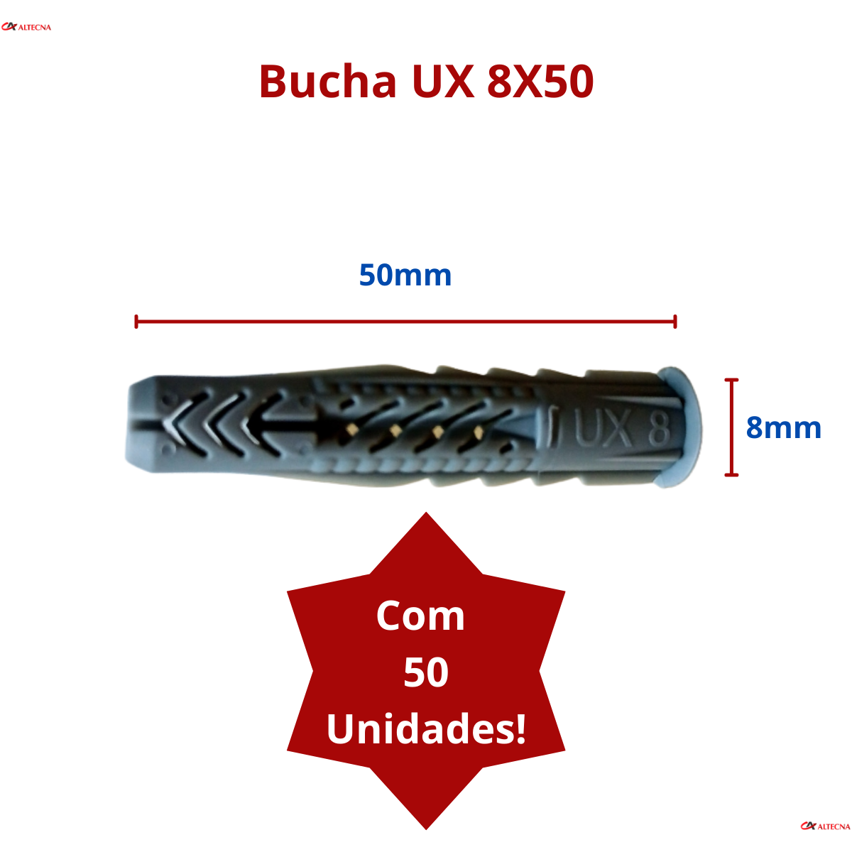 Bucha Ux 8x50 Fischer Para Todo Tipo De Concreto (50 Unid) - 4
