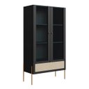 Ver imagem 2 de Cristaleira 2 Portas 83cm Palhinha Pé Metal Nero/dourado