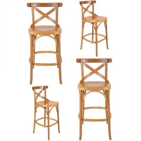 Conjunto 4 Banquetas Texas Verniz Natural Gamma Móveis