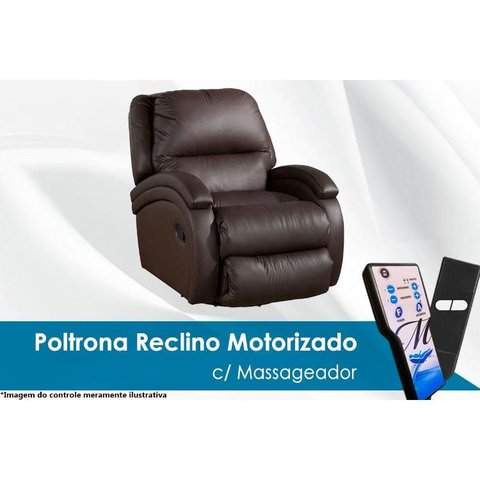 Poltrona Reclinável c/Massagem p/ Sala Divino Urbany Zero Wall Motorizada Vibro Giro, Balanço Couran