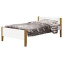 Ver imagem 1 de Cama Solteiro Simba Branco Acetinado com Pés Madeira – Reller