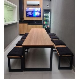 Mesa Estilo/Modelo Industrial com 4 bancos (2,50 x 0,90) - 5