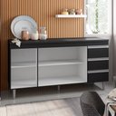 Ver imagem 3 de Balcão Gabinete de Pia sem Tampo 160cm 3 Portas 3 Gavetas Andréia - AJL Móveis - Preto