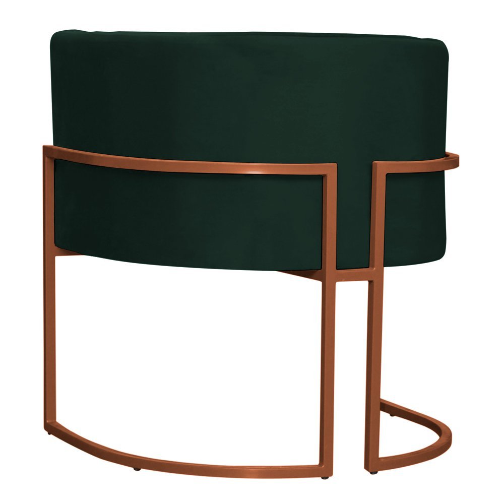 Kit 2 Poltronas Decorativa Luana Base Bronze Veludo Verde - Montanaris Decor Md Montanaris Decor - 4