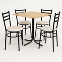 Ver imagem 1 de Conjunto Mesa Preta 70x70cm Tampo Pinus com 4 Cadeiras Epoxi