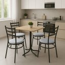 Ver imagem 3 de Conjunto Mesa Preta 70x70cm Tampo Pinus com 4 Cadeiras Epoxi