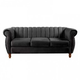 Sofá Realeza Decorativo 3 Lugares Chesterfield Colonial Preto - 1 Sofá Realeza Decorativo 3 Lugares Chesterfield Colonial Preto - 1